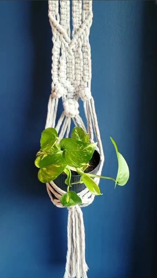 grey macrame wall plantbed tori`stale