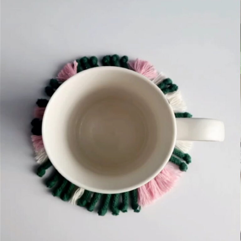 eco zero waste macrame coaster