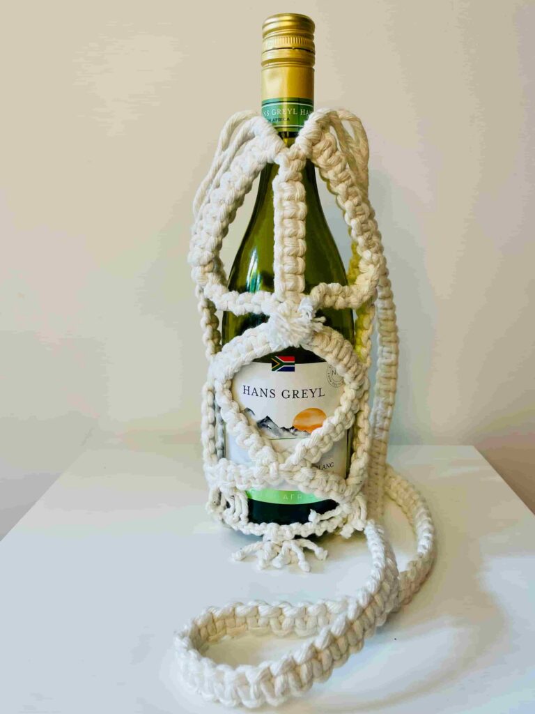 ecru macrame bootle gift bag tori'stale