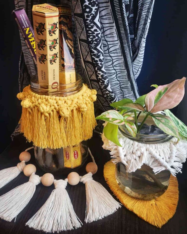 macrame small white yellow garlands toristale