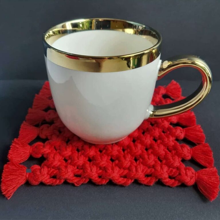 red coaster macrame pad for kitchen tori`s tale
