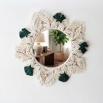 lustro stella ivory green round mirror fiber art toristale